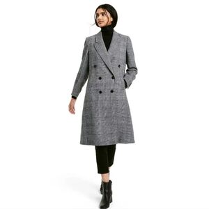 Nili Lotan Plaid Double Breasted Over Coat Normcore Classic Classy Buisness